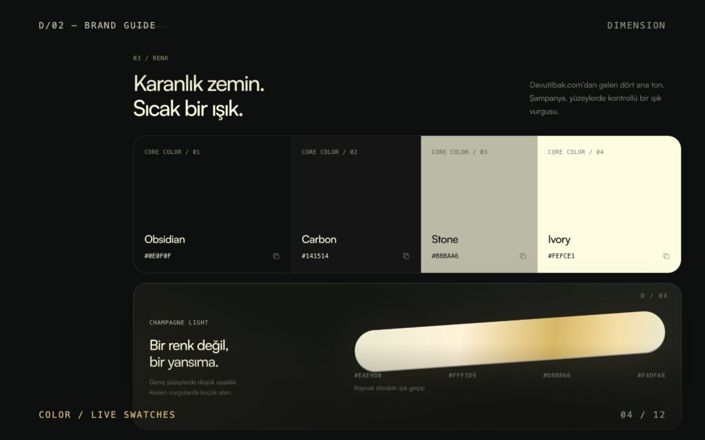 Canlı renk örnekleri bölümü