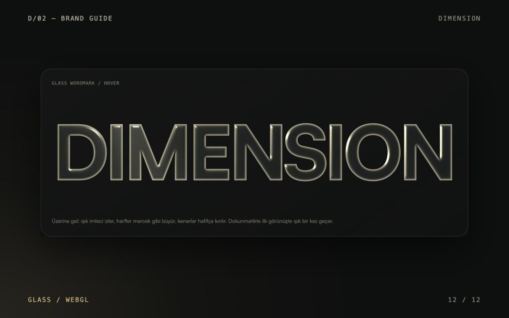Cam DIMENSION yazısı (WebGL)